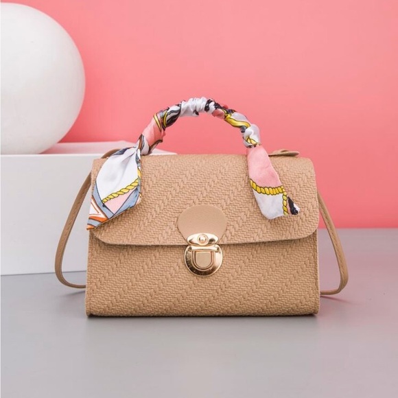 ⚠️Clearance Khaki Silk Scarf Handle Crossbody Bag - Picture 1 of 5